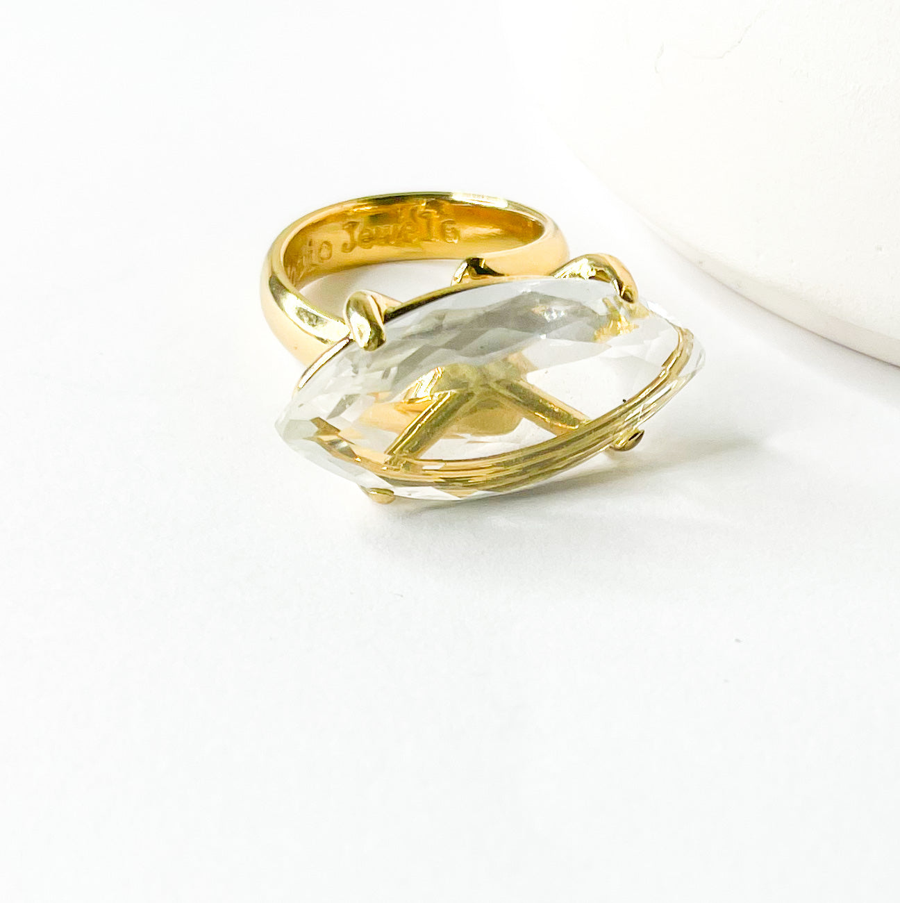 Clear Quartz Side Set Prong Ring - Alchemia