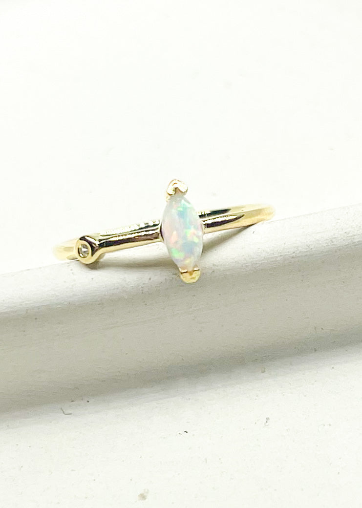 Dainty Marquise Ethiopian Opal Sized Ring - Vermeil