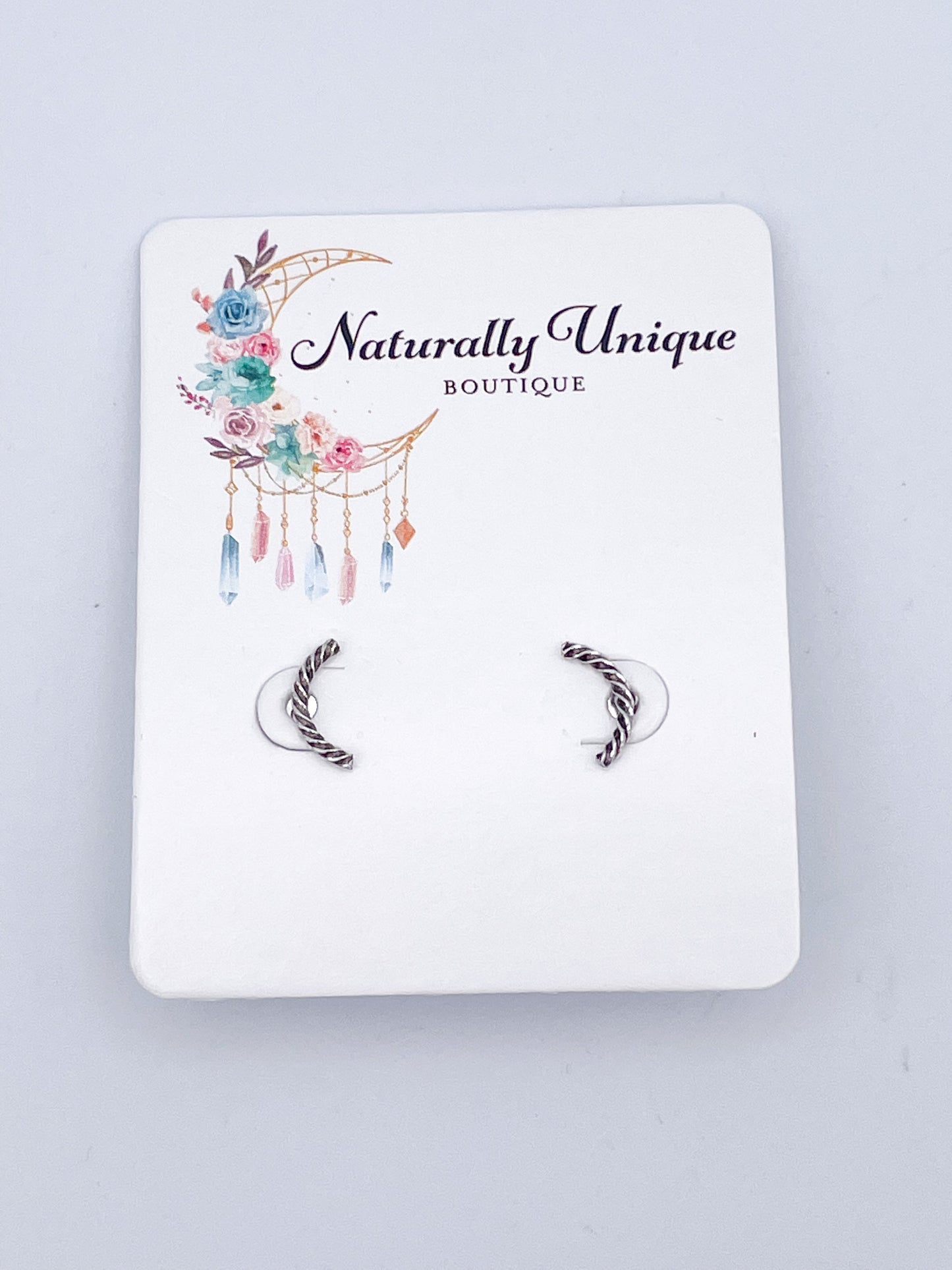 Dainty Twisted Bar Studs - Solid Sterling Silver