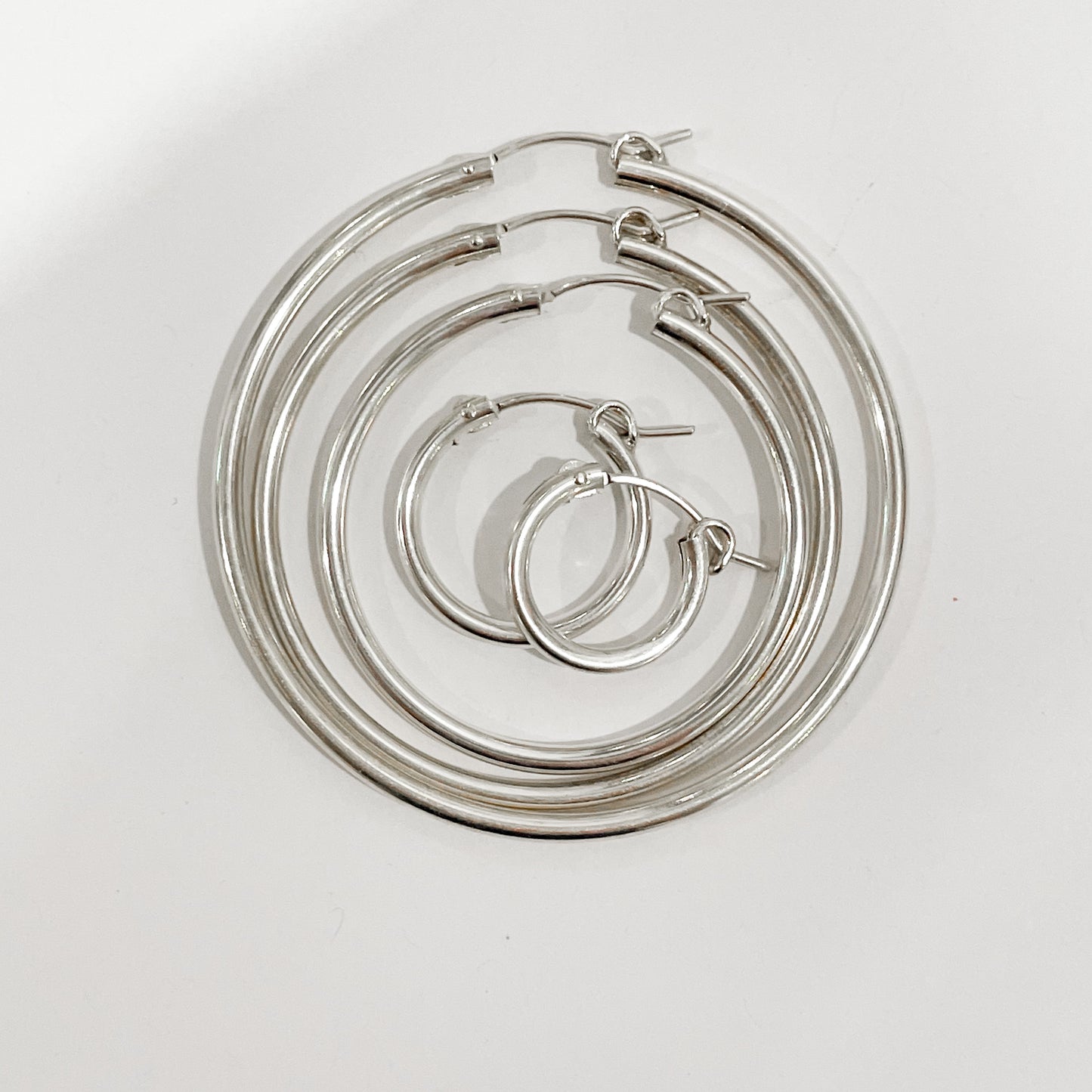 Hollow Tube Hoops - Solid Sterling Silver
