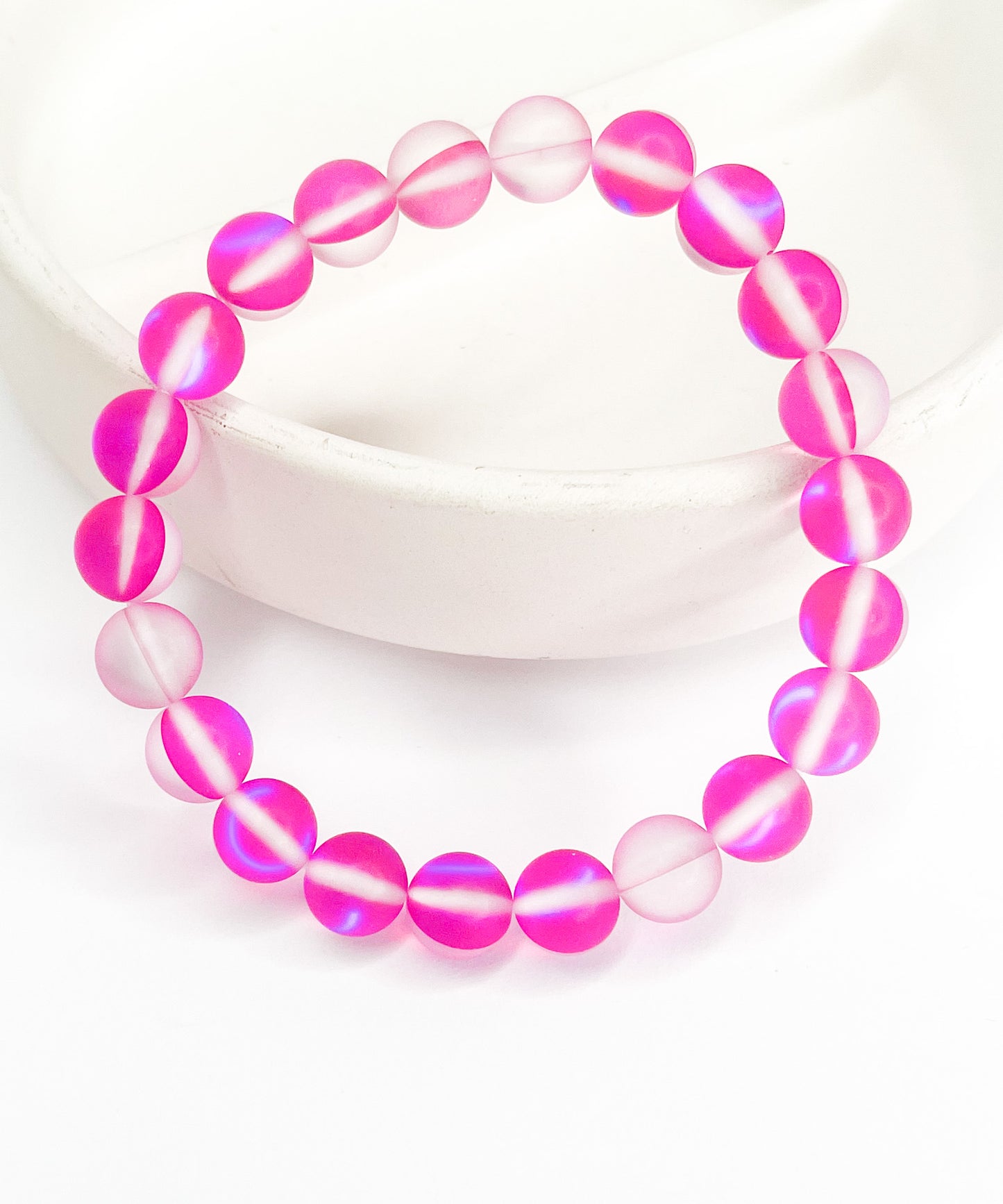 Load image into Gallery viewer, Pink Fiber Optic Bracelet-Stretch Beaded

