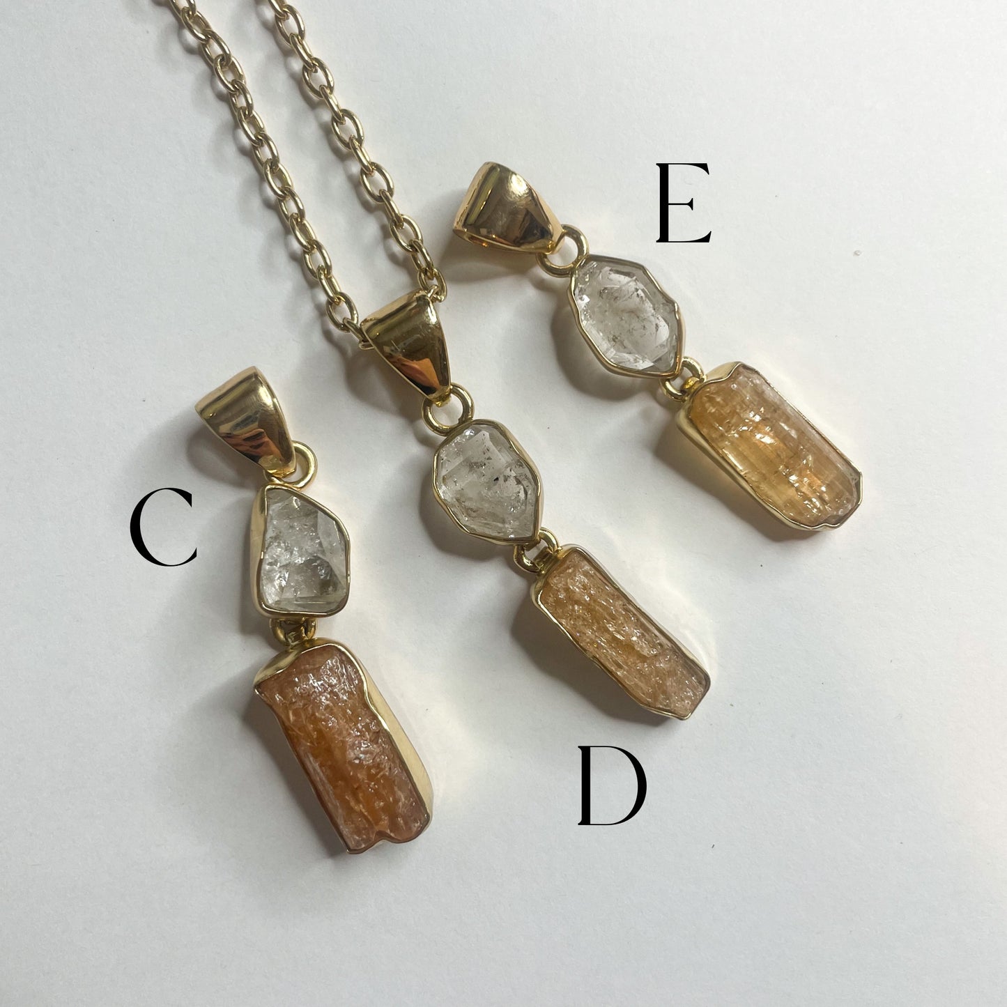 Herkimer And Imperial Topaz Pendant-Alchemia