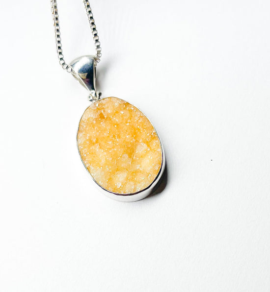 Orange Quartz Druzy Pendant Silver-Starborn