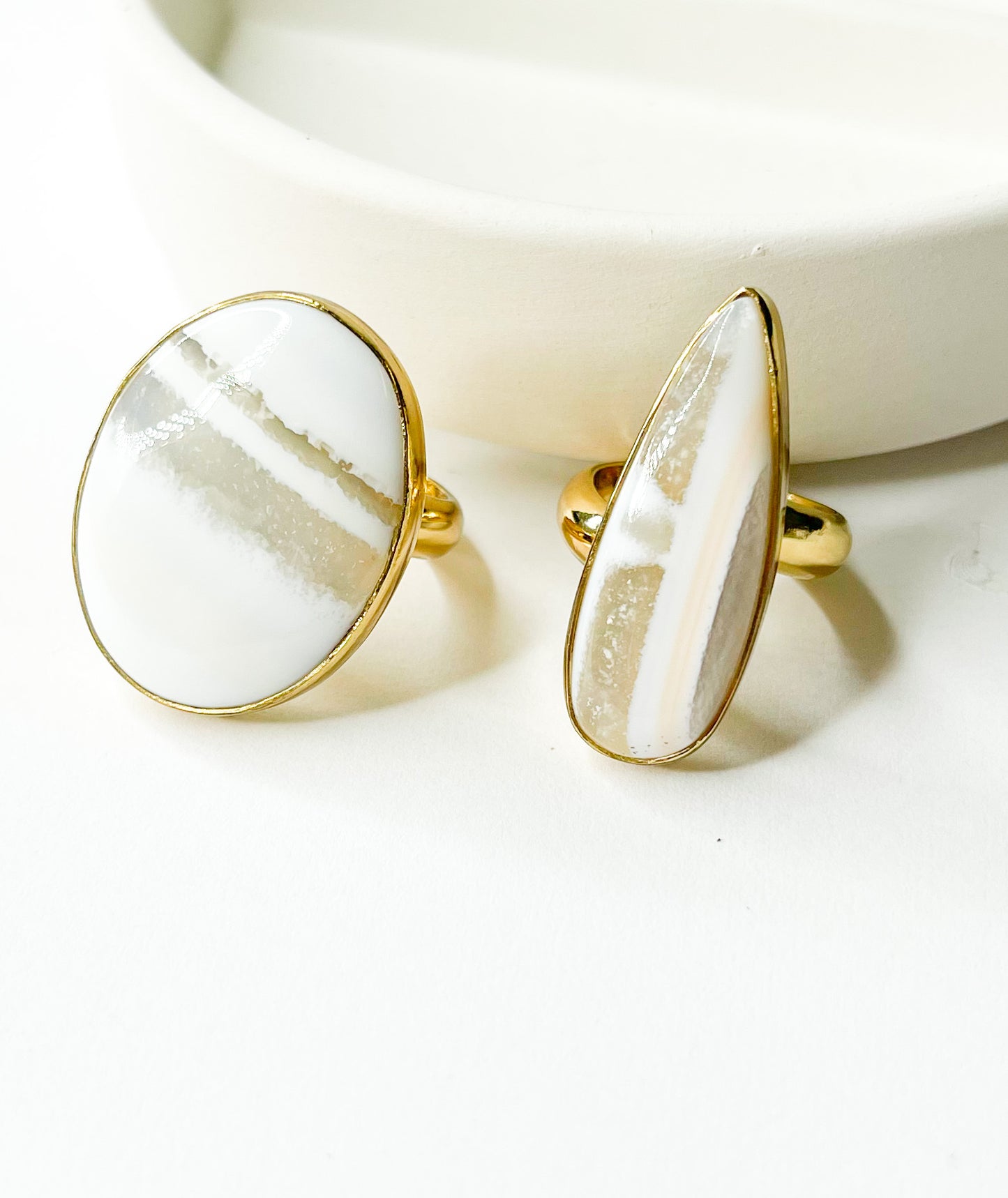 Double Stripe Chalcedony Ring - Alchemia