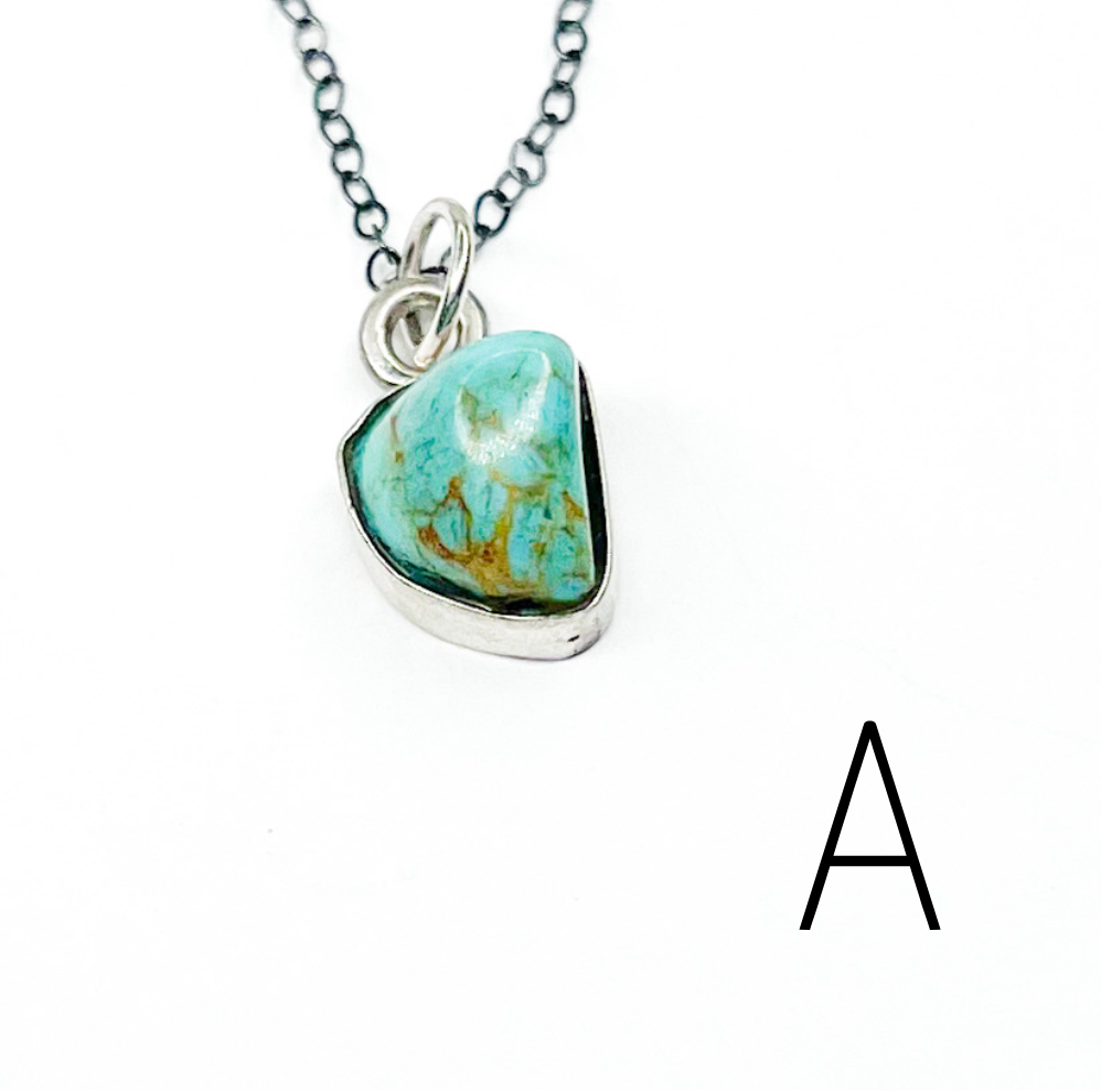 Dainty Turquoise Pendant - Solid Sterling Silver