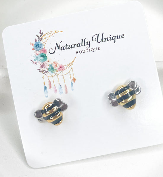 Bumble Bee Studs-Solid Sterling Silver