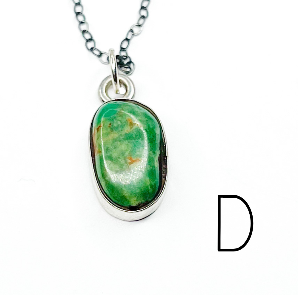 Green Dainty Turquoise Pendant- Solid Sterling Silver