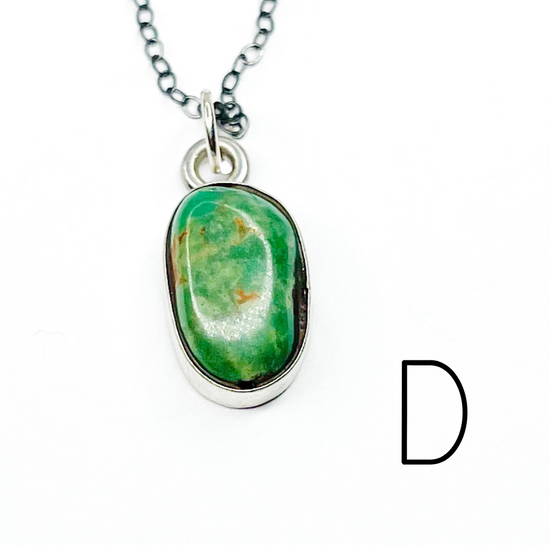 Load image into Gallery viewer, Green Dainty Turquoise Pendant- Solid Sterling Silver
