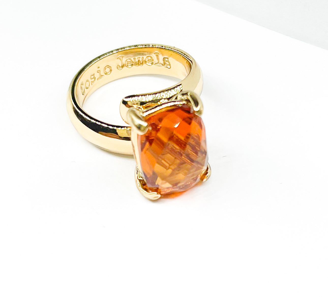 Orange CZ Cushion Ring - Alchemia