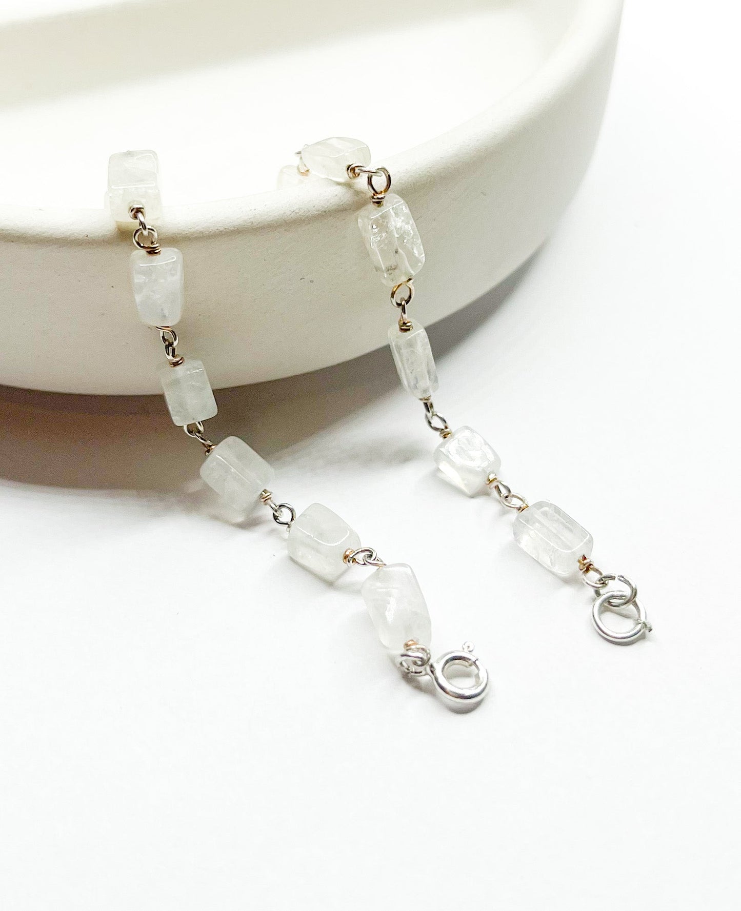 Rainbow Moonstone Bracelet - Solid Sterling Silver
