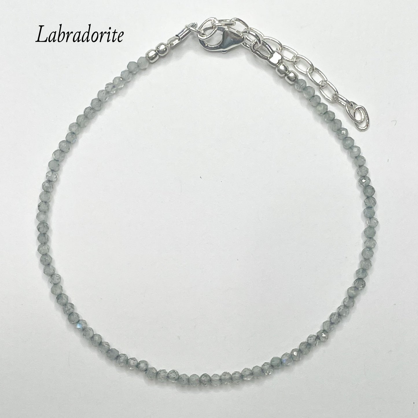 Dainty Natural Stone Bracelet- Solid Sterling Silver