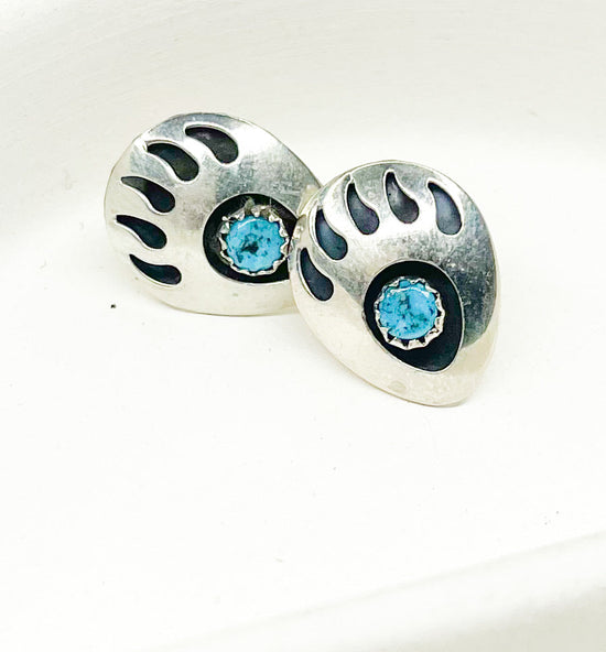 Tiger Paw Turquoise Studs-Solid Sterling Silver
