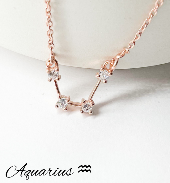 Load image into Gallery viewer, Aquarius Zodiac Necklace - Rose
