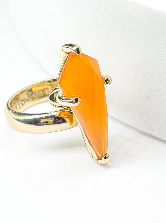 Load image into Gallery viewer, Orange Chalcedony Kite Prong Ring-Alchemia
