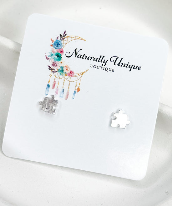 Load image into Gallery viewer, Puzzle Piece Studs - Solid Sterling Silver
