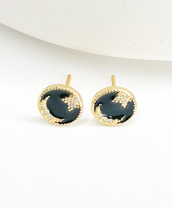 Load image into Gallery viewer, Gold Star &amp;amp; Moon Studs - Solid Sterling Silver
