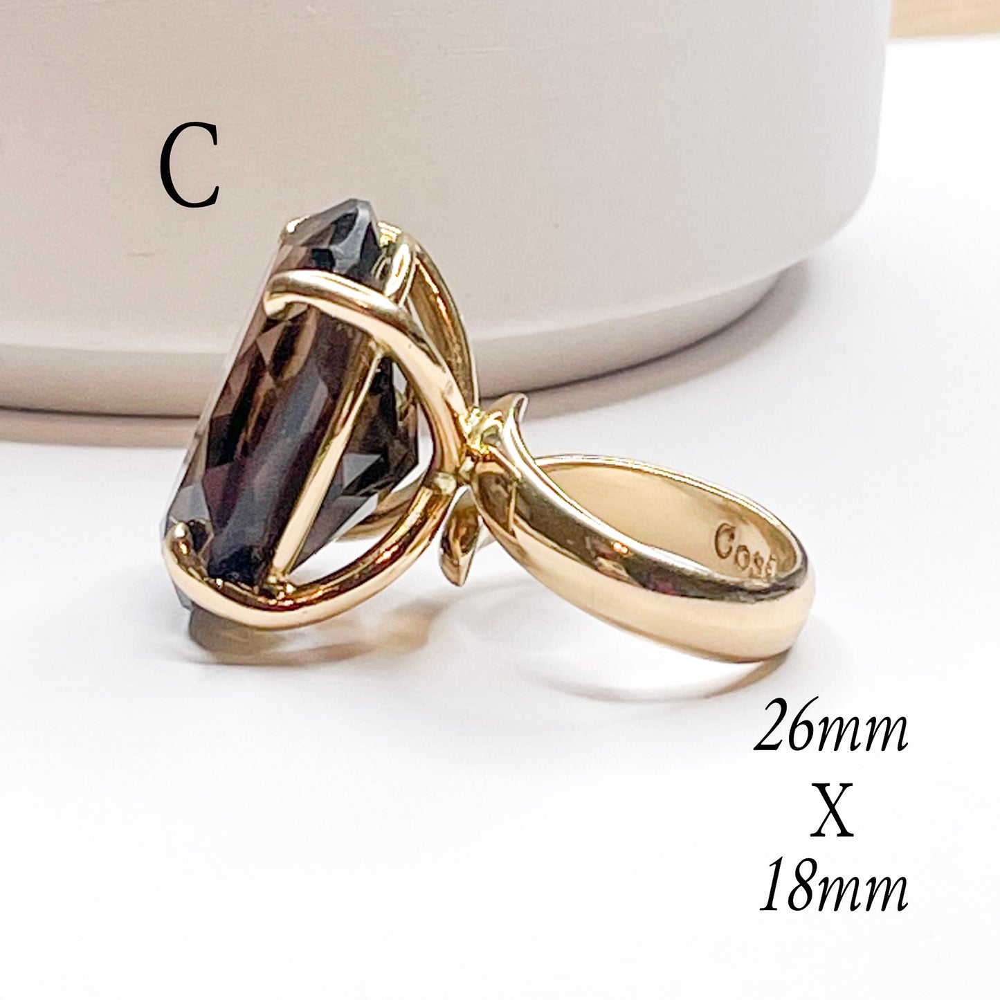 Faceted Oval Smokey Ring - Alchemia