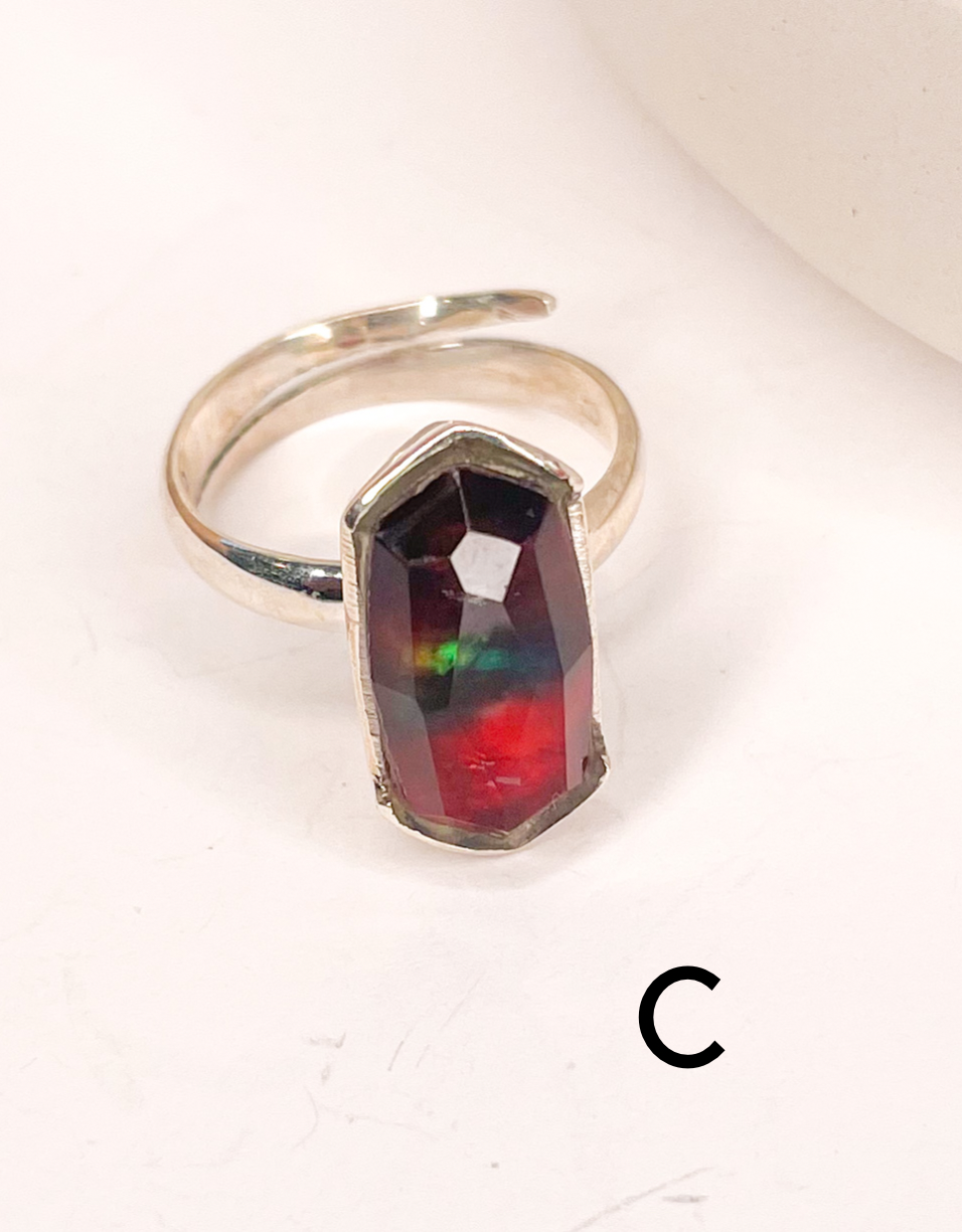 Raw Glass Rings - Solid Sterling Silver