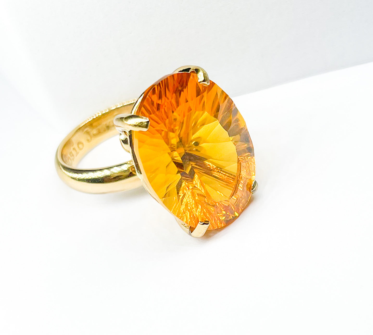 Orange Mystic Quartz Large Oval Prong Ring - Alchemia