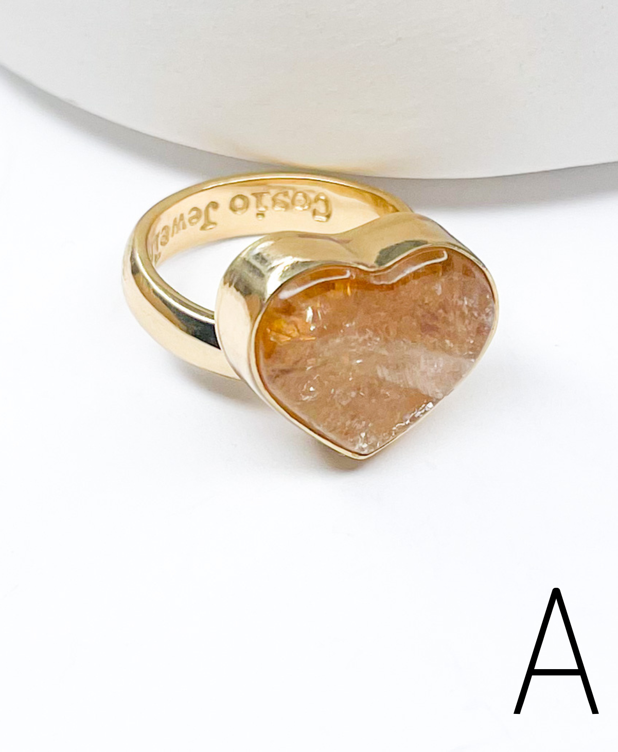 Citrine Heart Adjustable Ring - Alchemia Gold