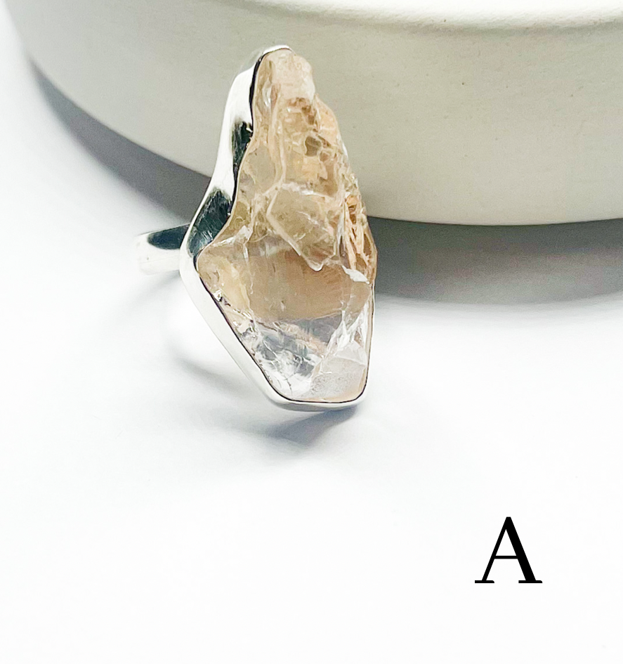 Raw Pink/Peach Morganite Bezel Ring - SSS