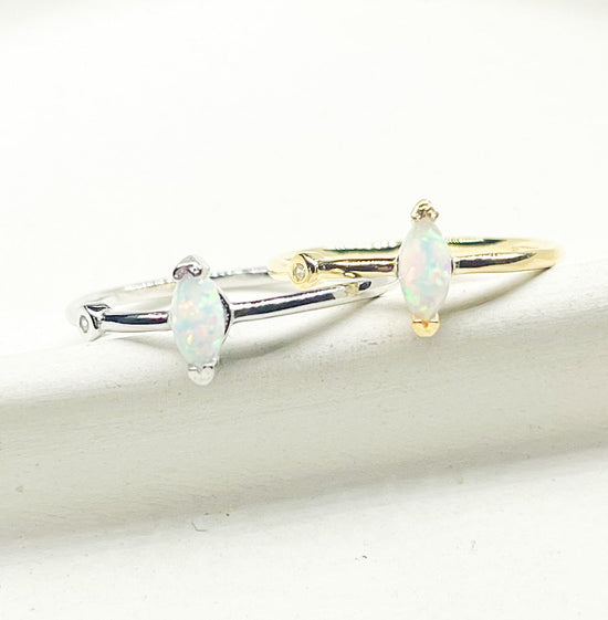 Load image into Gallery viewer, Dainty Marquise Ethiopian Opal Sized Ring - SSS
