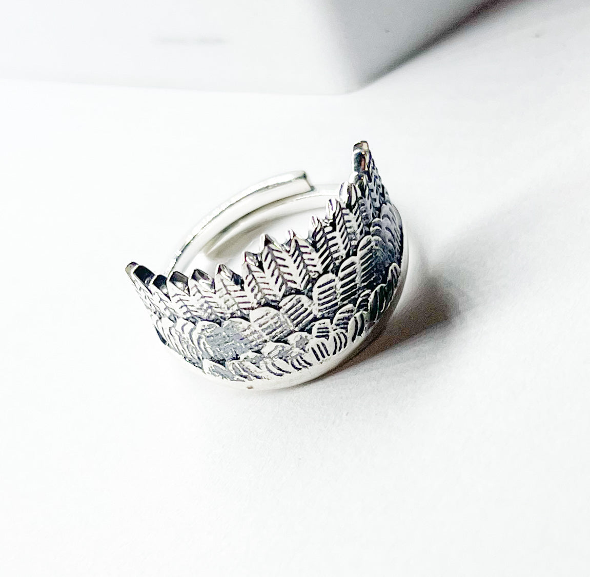 Crown Of Feather's Adjustable Ring - Solid Sterling Silver