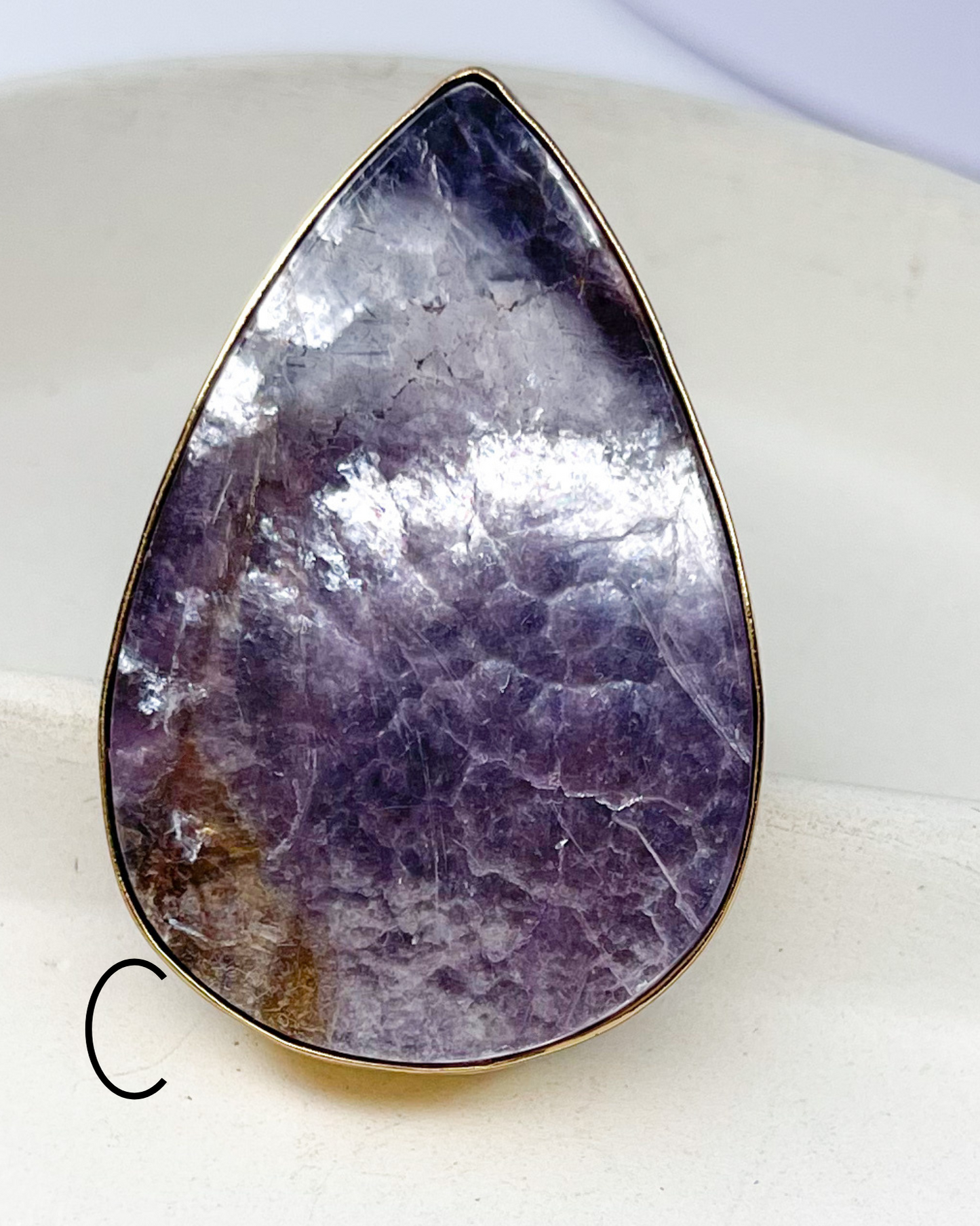 Lepidolite Teardrop Ring - Alchemia
