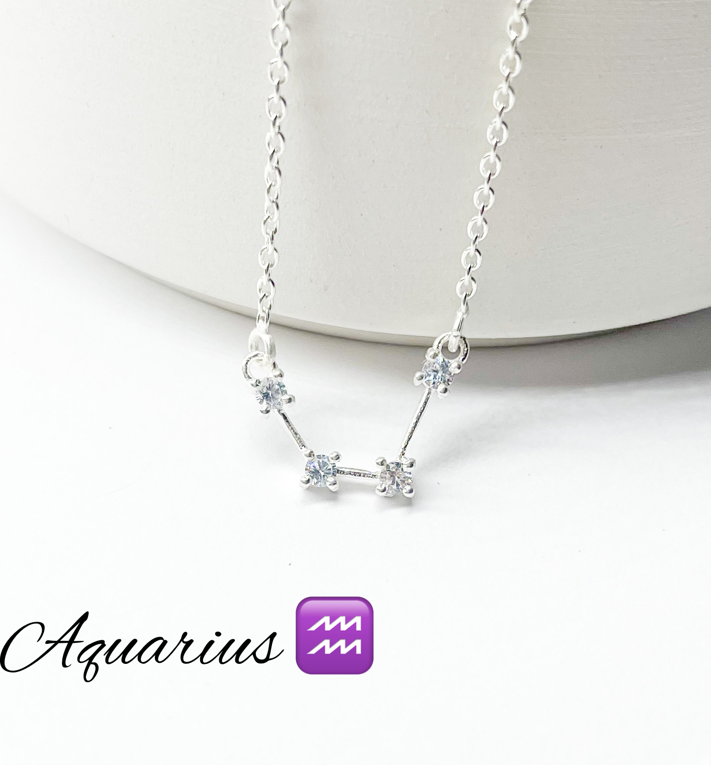 Aquarius Zodiac Necklace - Silver