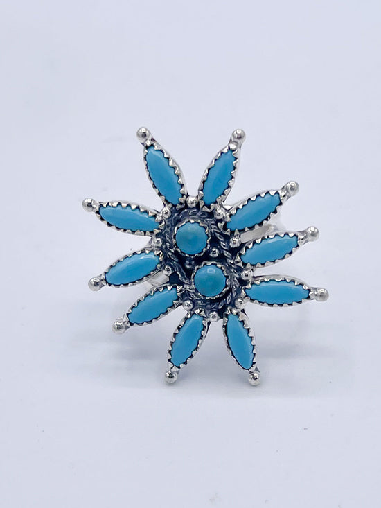 Arizona Turquoise Flower Ring-Solid Sterling Silver