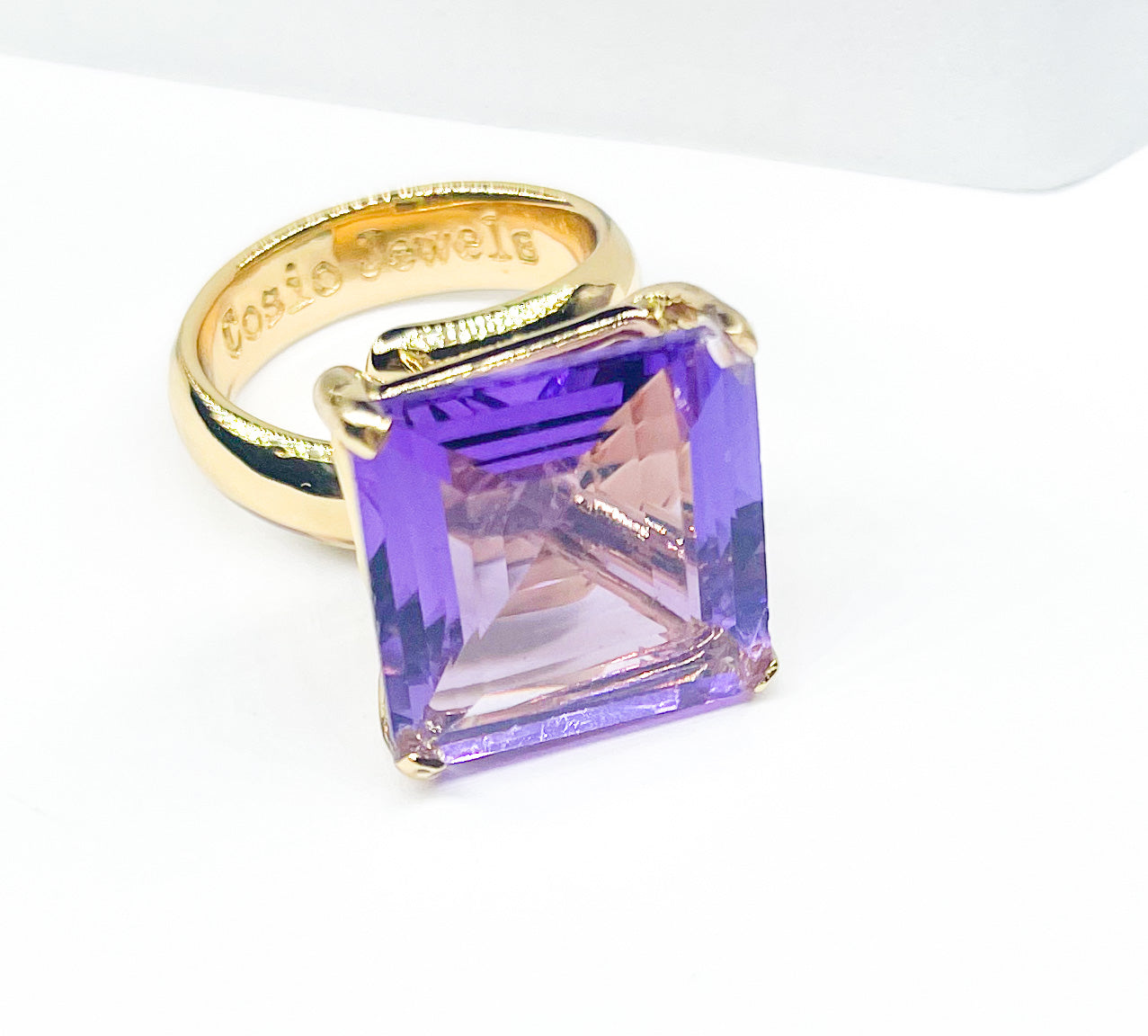 Amethyst Square Prong Ring - Alchemia