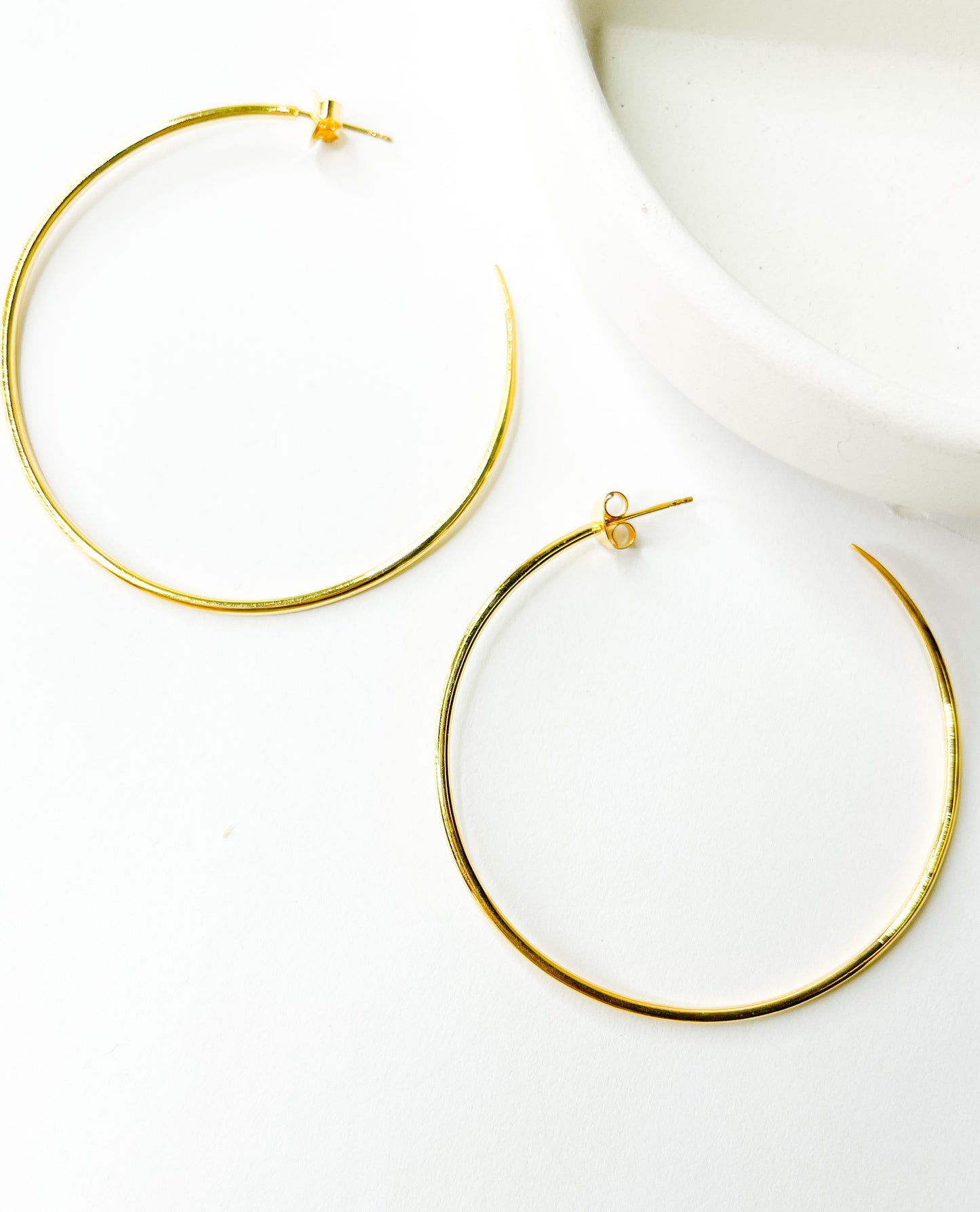 Circle Post Hoops - SSS w 18K Gold plate