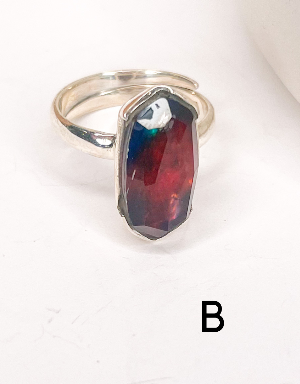 Raw Glass Rings - Solid Sterling Silver