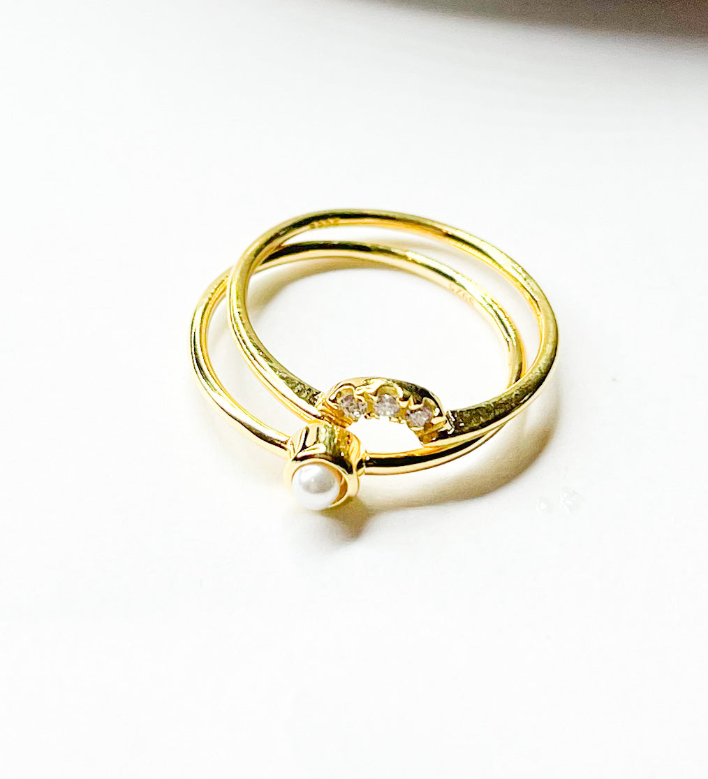 Load image into Gallery viewer, Snug And Fit Pearl Sized Stackable Ring -Vermeil
