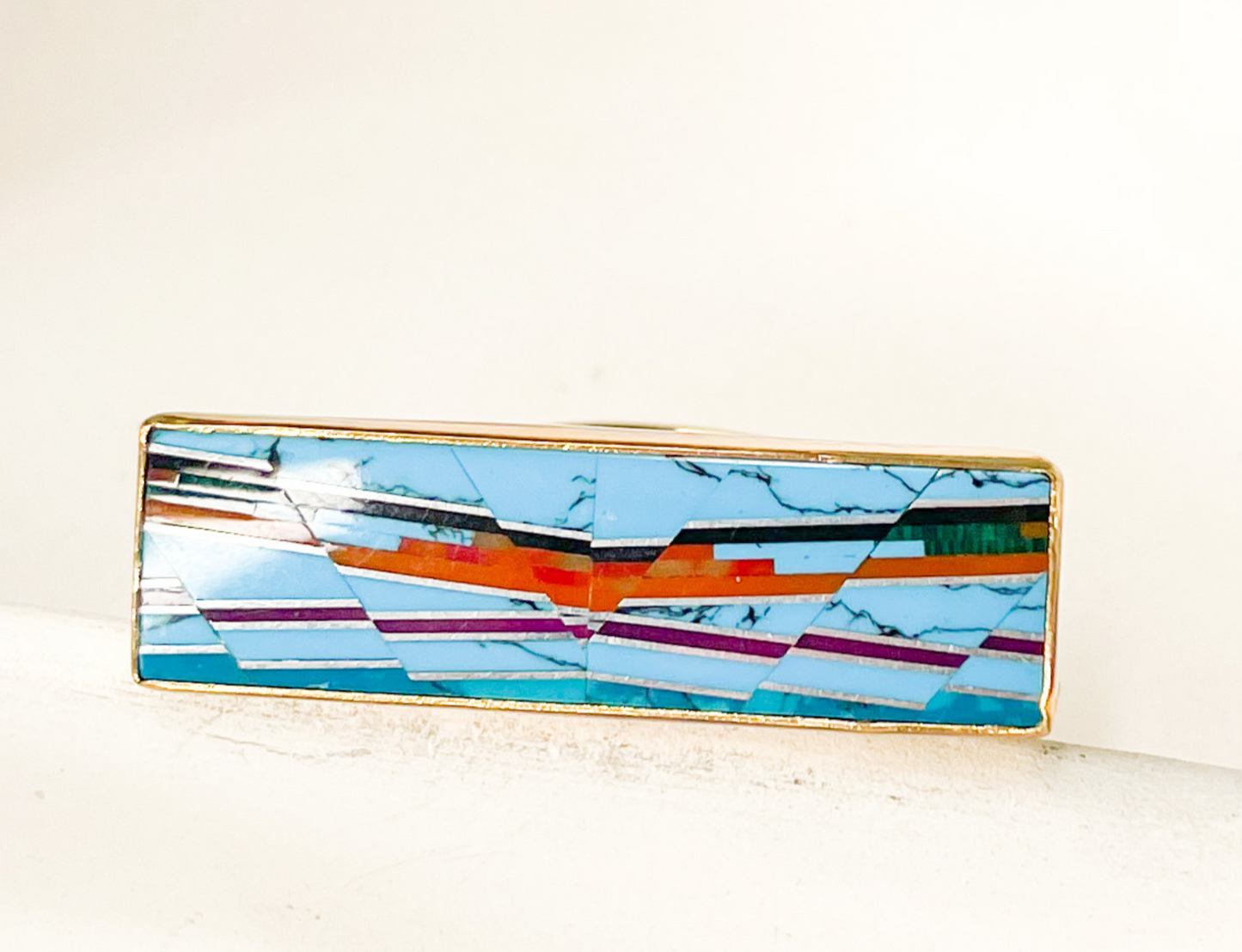 Blue Turquoise Inlay Side Set Ring & Pendant - Alchemia