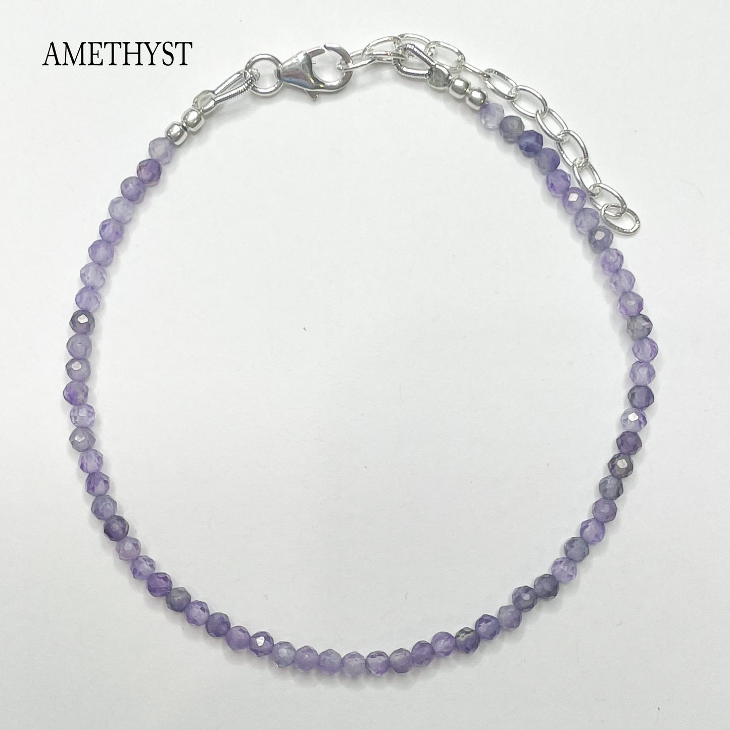 Dainty Natural Stone Bracelet- Solid Sterling Silver