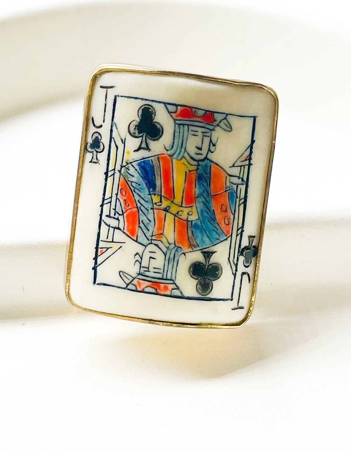Load image into Gallery viewer, Jack of Clubs Bone Card Ring - Alchemia
