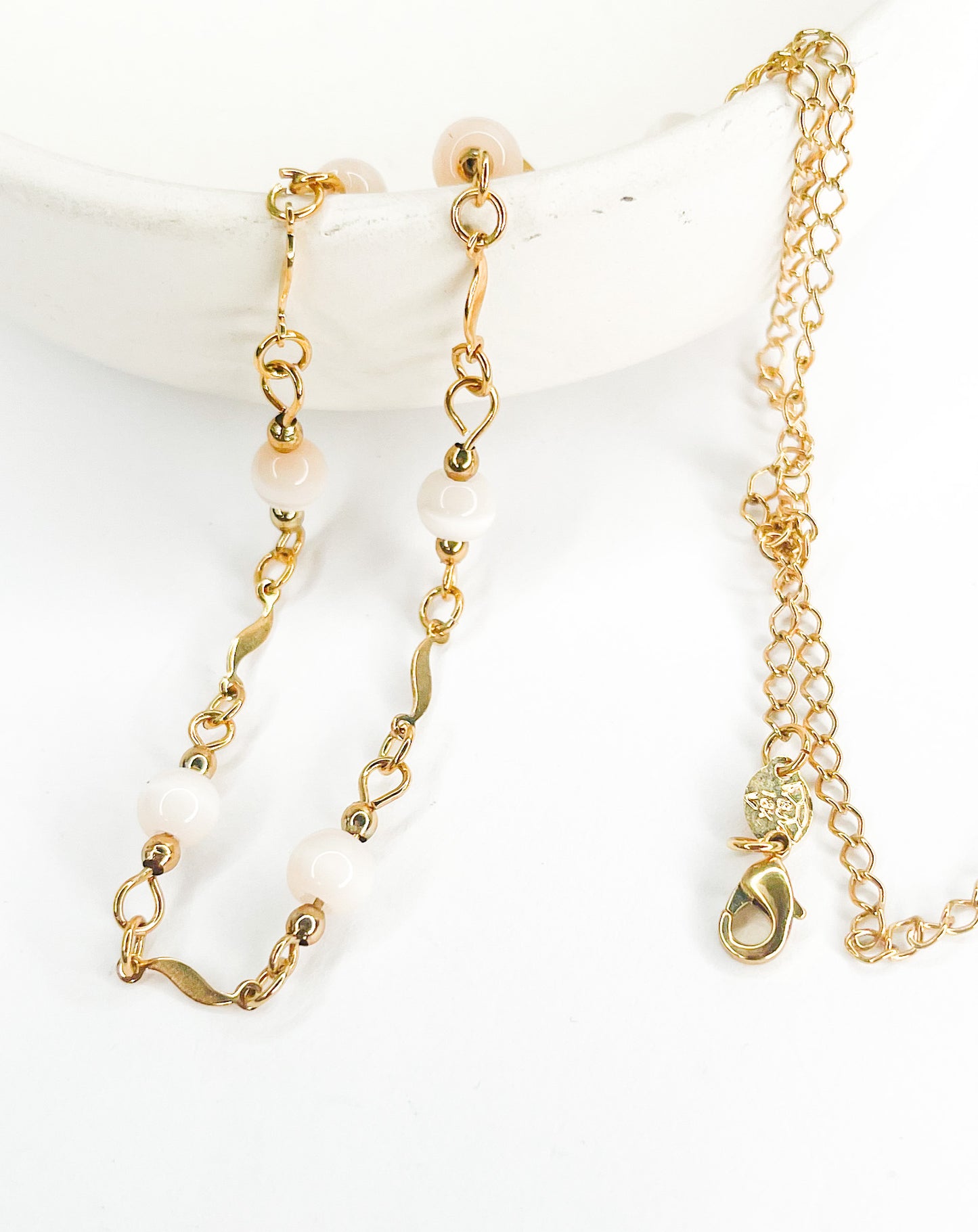 17in 5MM Pearl Beaded Chain-18k Gold Filled