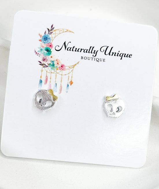 Skull & Blow Studs - Solid Sterling Silver