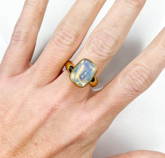 Load image into Gallery viewer, Faceted Opalite Bezel Ring - Alchemia
