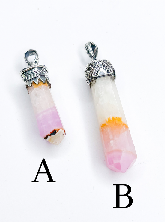Load image into Gallery viewer, Pink Aragonite Point Pendant - Solid Sterling Silver
