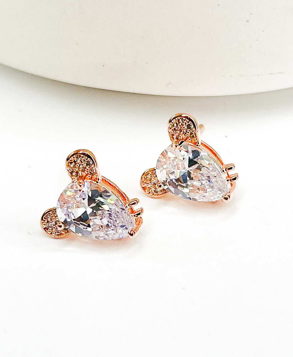 Rose Gold Mouse Ears Studs-Solid Sterling Silver