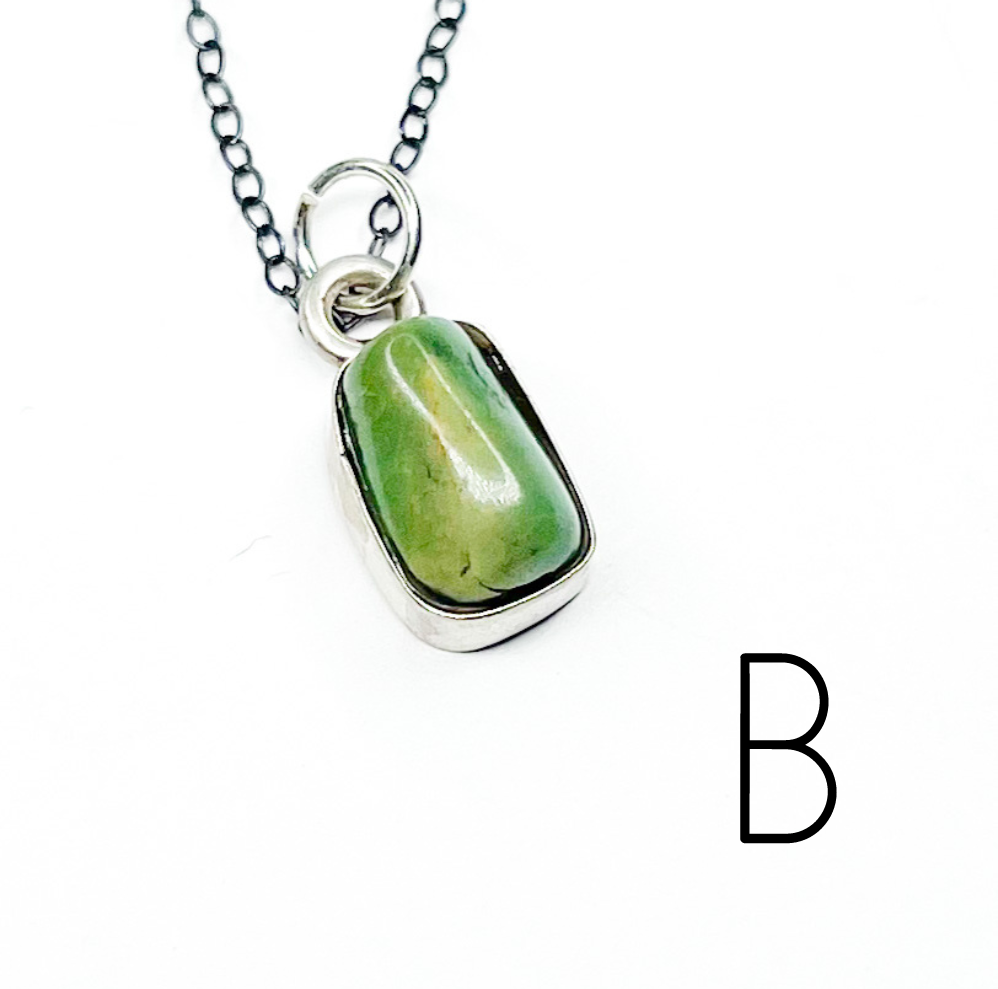Load image into Gallery viewer, Green Dainty Turquoise Pendant- Solid Sterling Silver
