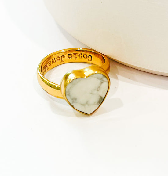 Load image into Gallery viewer, White Howlite Heart Ring - Alchemia
