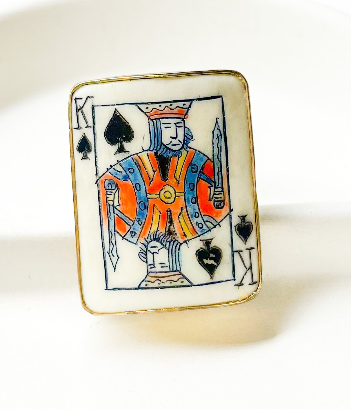 King of Spades Bone Card Ring - Alchemia