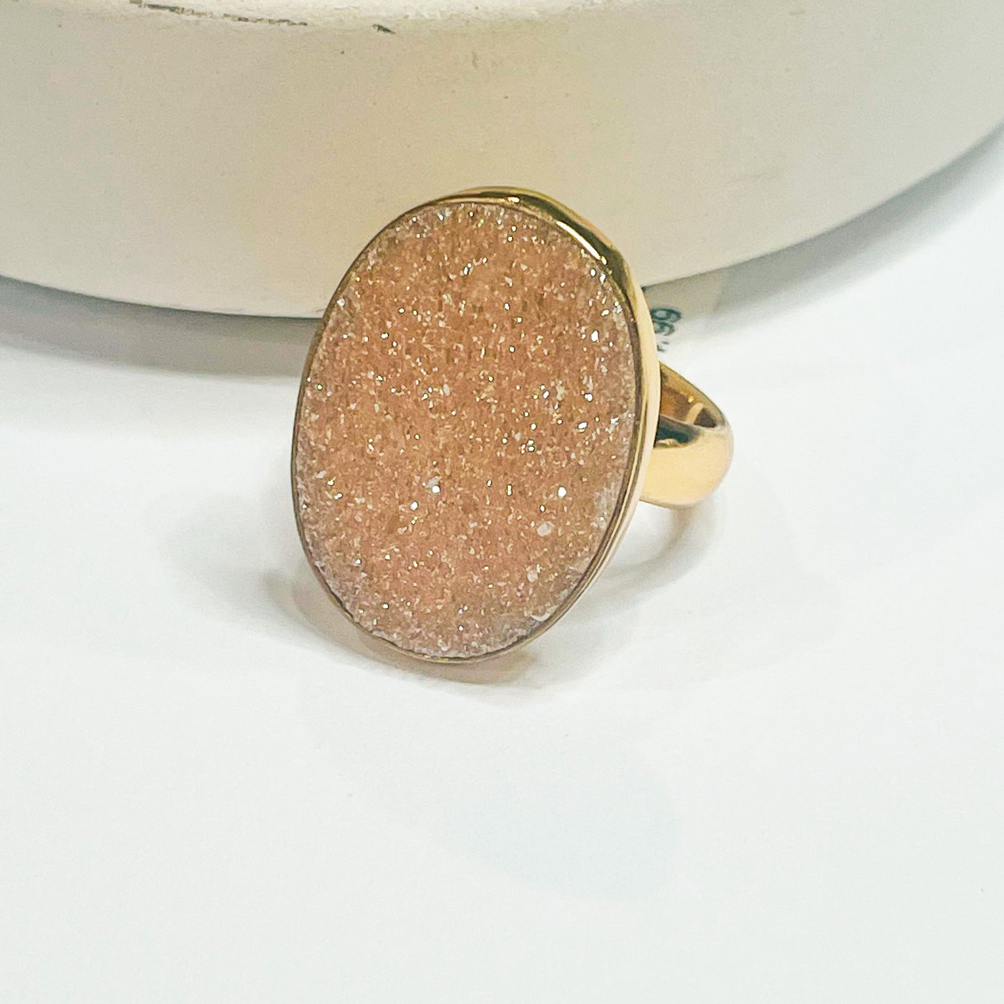 Champagne Druzy Oval Ring - Alchemia Gold
