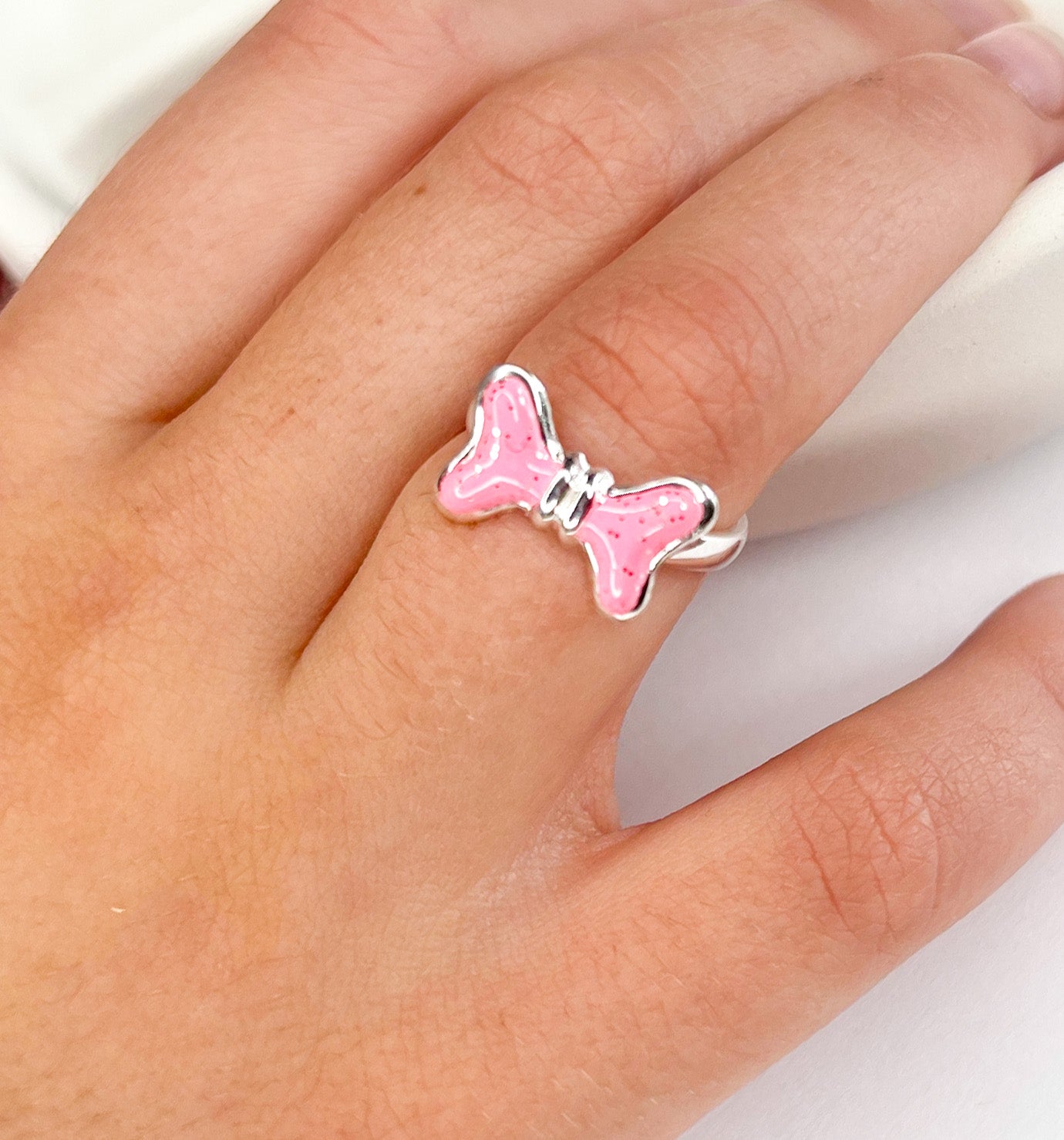 Kids Dainty Ring SS-Pink Bow