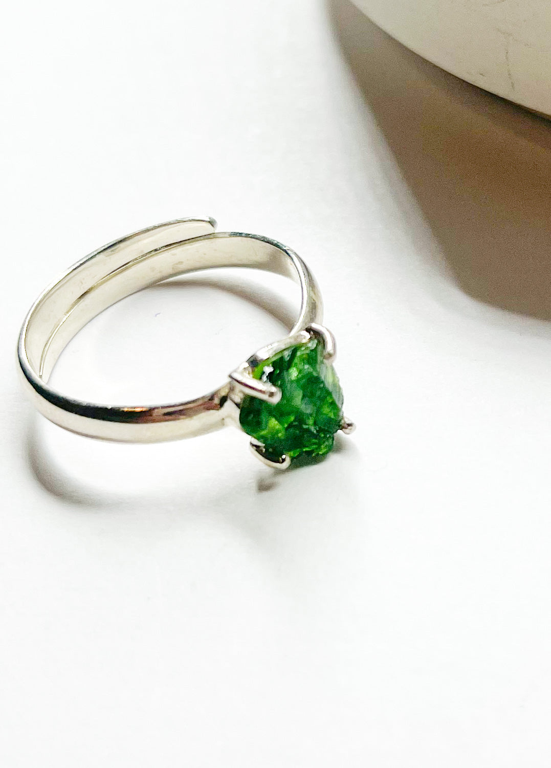 Chrome Diopside Prong Set Ring- Solid Sterling Silver