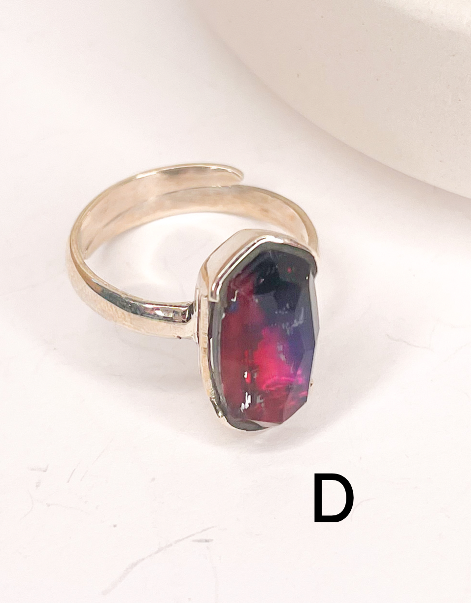 Raw Glass Rings - Solid Sterling Silver