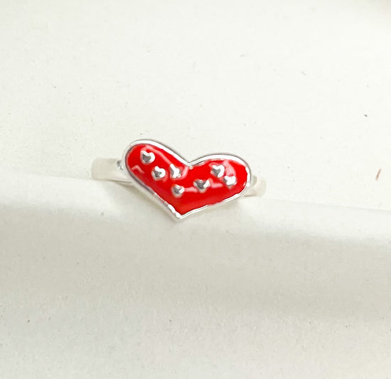 Load image into Gallery viewer, Kids Dainty Rings SS-Red Heart
